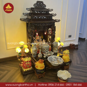 Bộ bàn thờ thần tài ông địa 3 mái chùa long trầu mặt nguyệt mà TĐ001