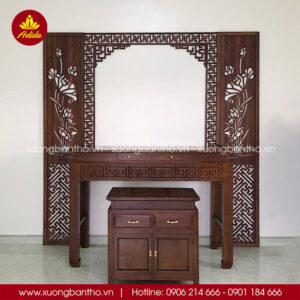Vách ngăn ốp hậu chạm Sen