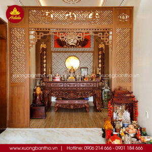 vách ngăn phòng thờ cao cấp trang nghiêm