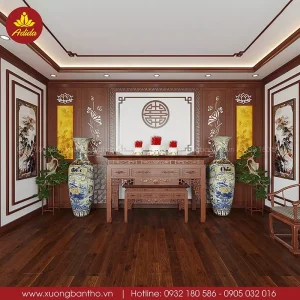 bàn thờ gia tiên gỗ gõ đỏ
