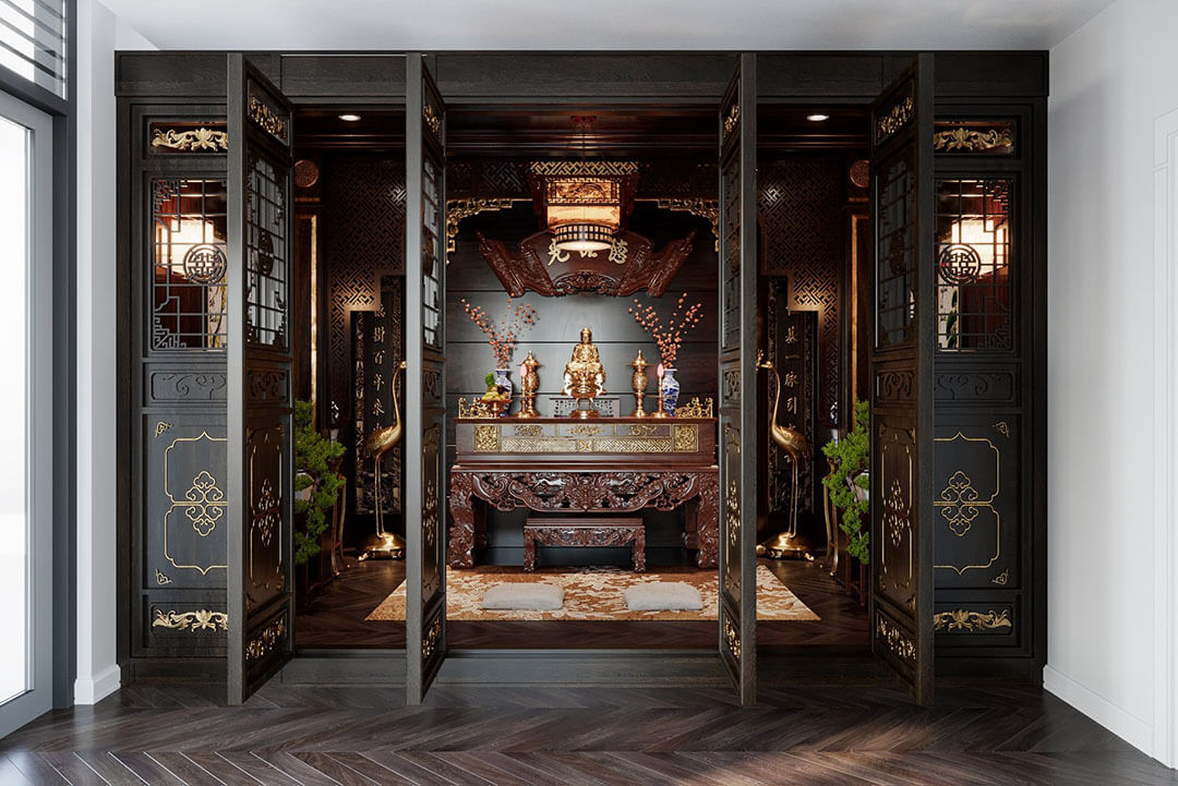 các mẫu cửa phòng thờ trang trọng