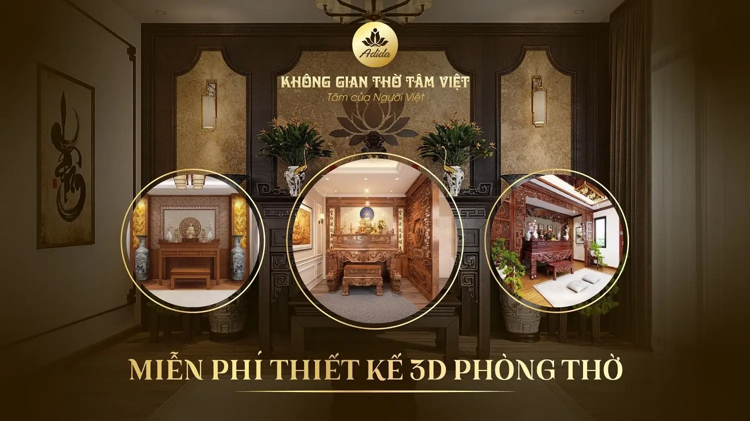 Không Gian Thờ Tâm Việt miễn phí thiết kế 3D phòng thờ