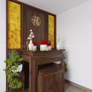 bàn thờ chung cư gỗ gõ đỏ