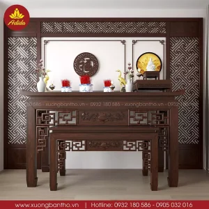 bàn thờ gia tiên gỗ gõ đỏ
