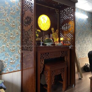 bàn thờ gia tiên gỗ sồi