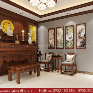 bàn thờ gỗ sồi tam cấp