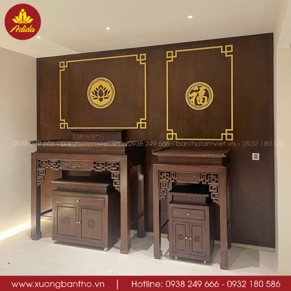 bộ bàn thờ gia tiên và bàn thờ phật