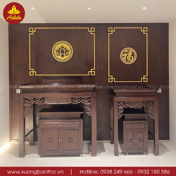 bộ bàn thờ gỗ sồi hiện đại