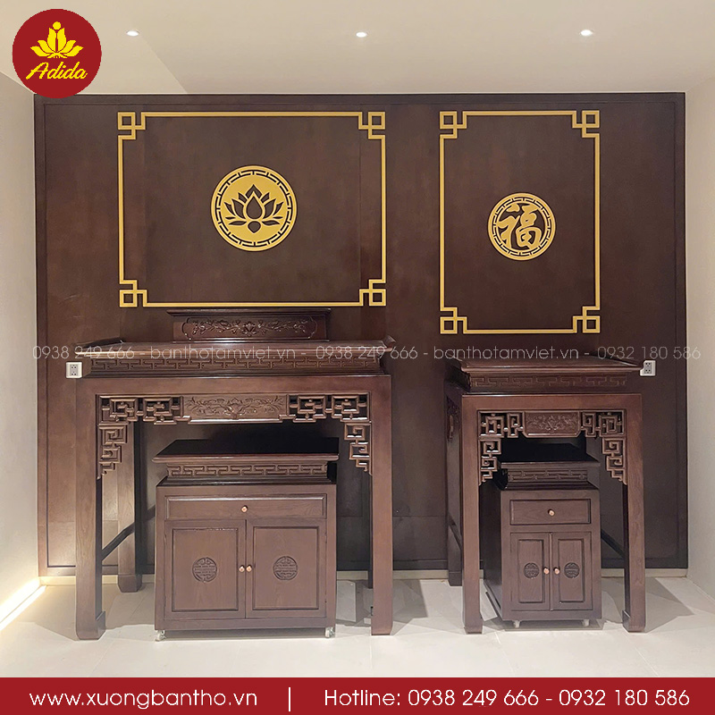 bộ bàn thờ gỗ sồi hiện đại