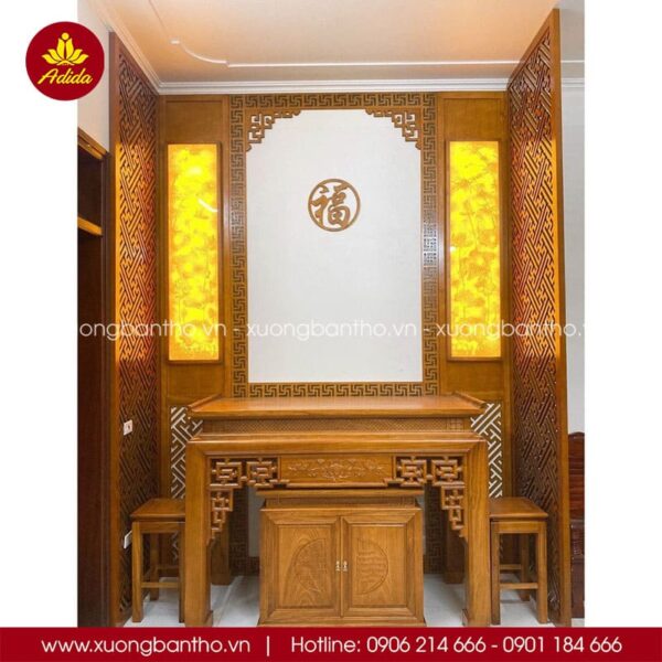 Bàn thờ gia tiên chạm Sen – TT005