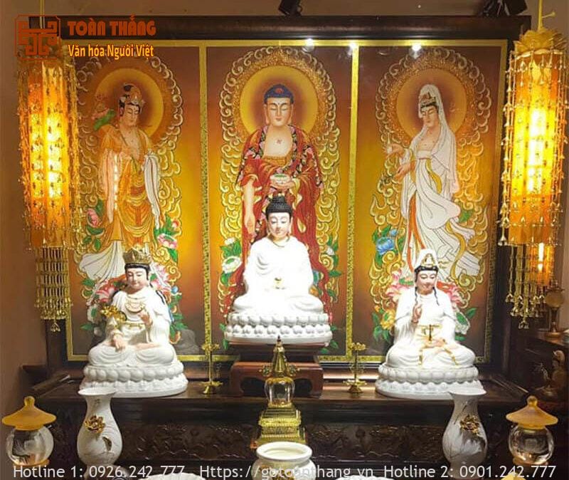 Mẫu bàn thờ tam bảo tại gia bằng gỗ đẹp