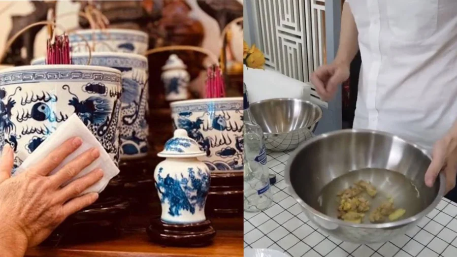 Thắp hương tạ lễ sau khi bao sái bát hương