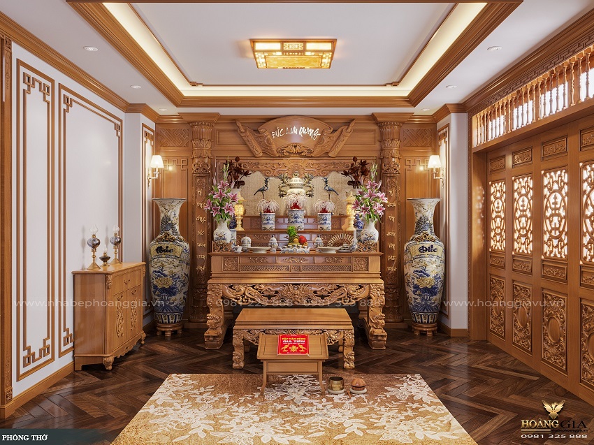 vách ngăn trang trí phòng thờ