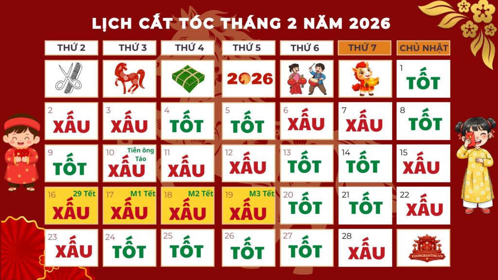 Lịch Cắt Tóc Tháng 2 2026 - Cắt Tóc Đẹp, Đón Tết May Mắn 7 lịch cắt tóc tháng 2 2026 dương lịch