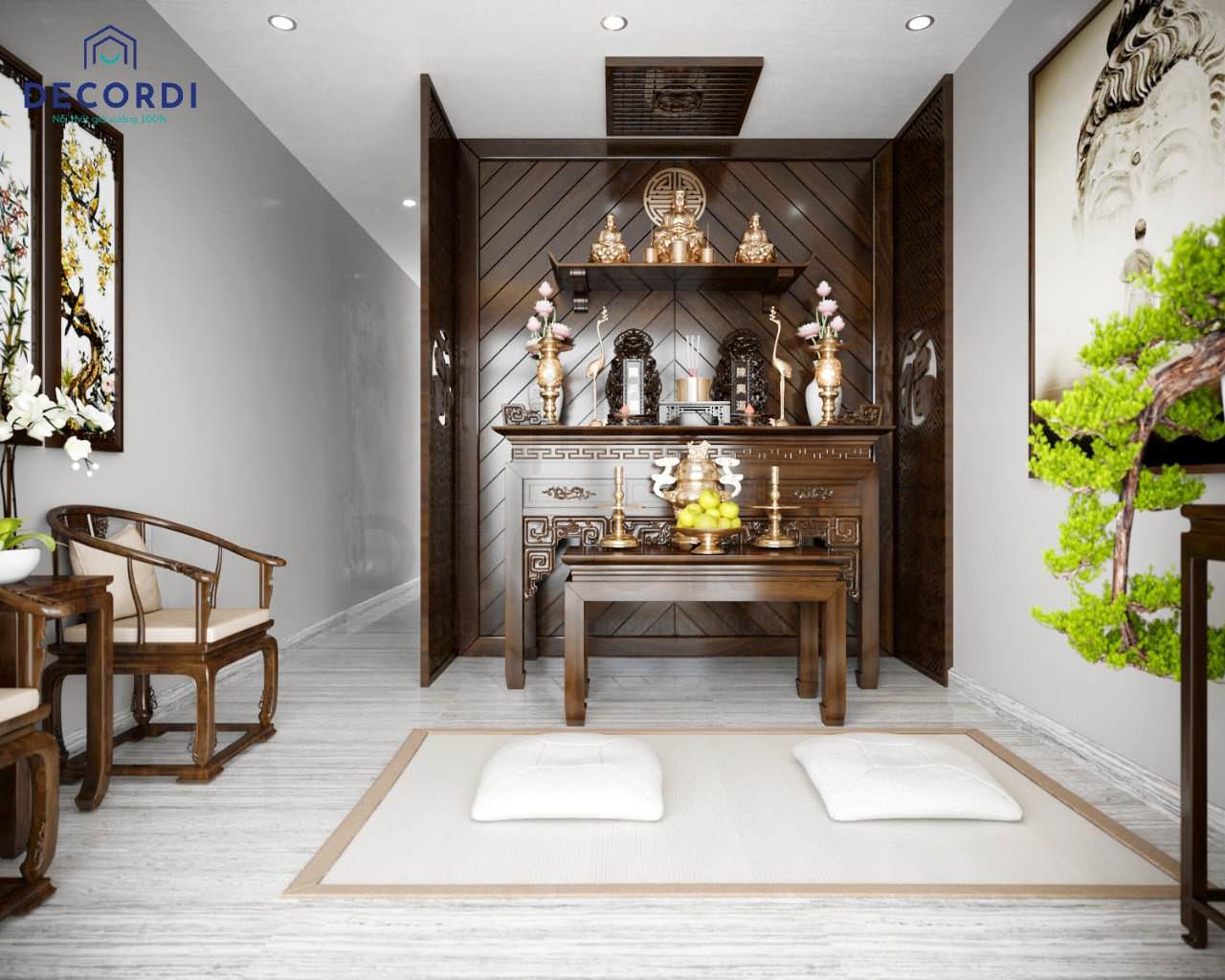 trang trí phòng thờ hiện đại