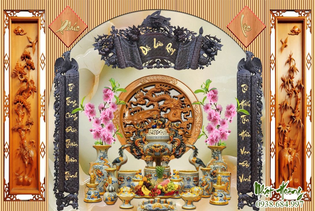 Tranh gạch phòng thờ cửu huyền thất tổ