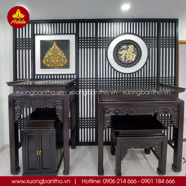 Vách ngăn bàn thờ ốp hậu màu đen