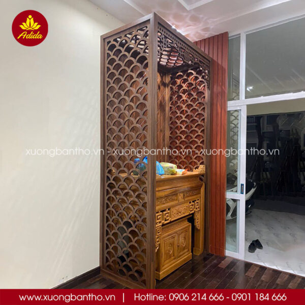 Vách ngăn bàn thờ chung cư gỗ tự nhiên