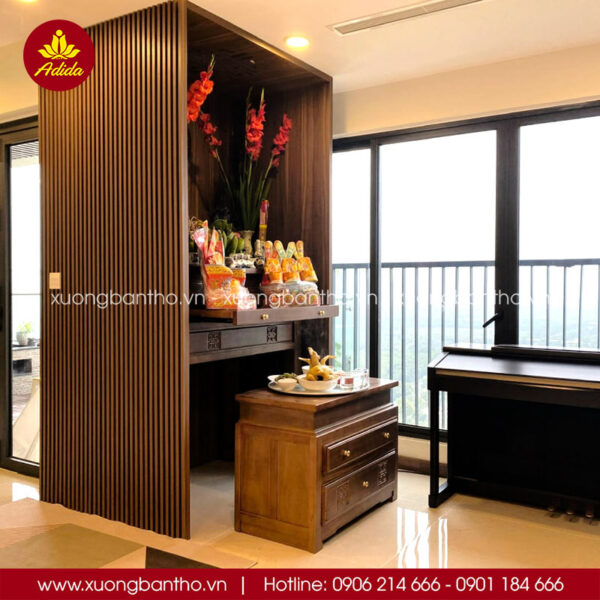vách ngăn phòng thờ chung cư hiện đại