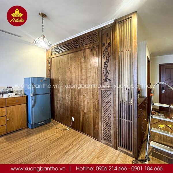 Vách ngăn CNC mã VN053 làm từ gỗ Sồi tự nhiên