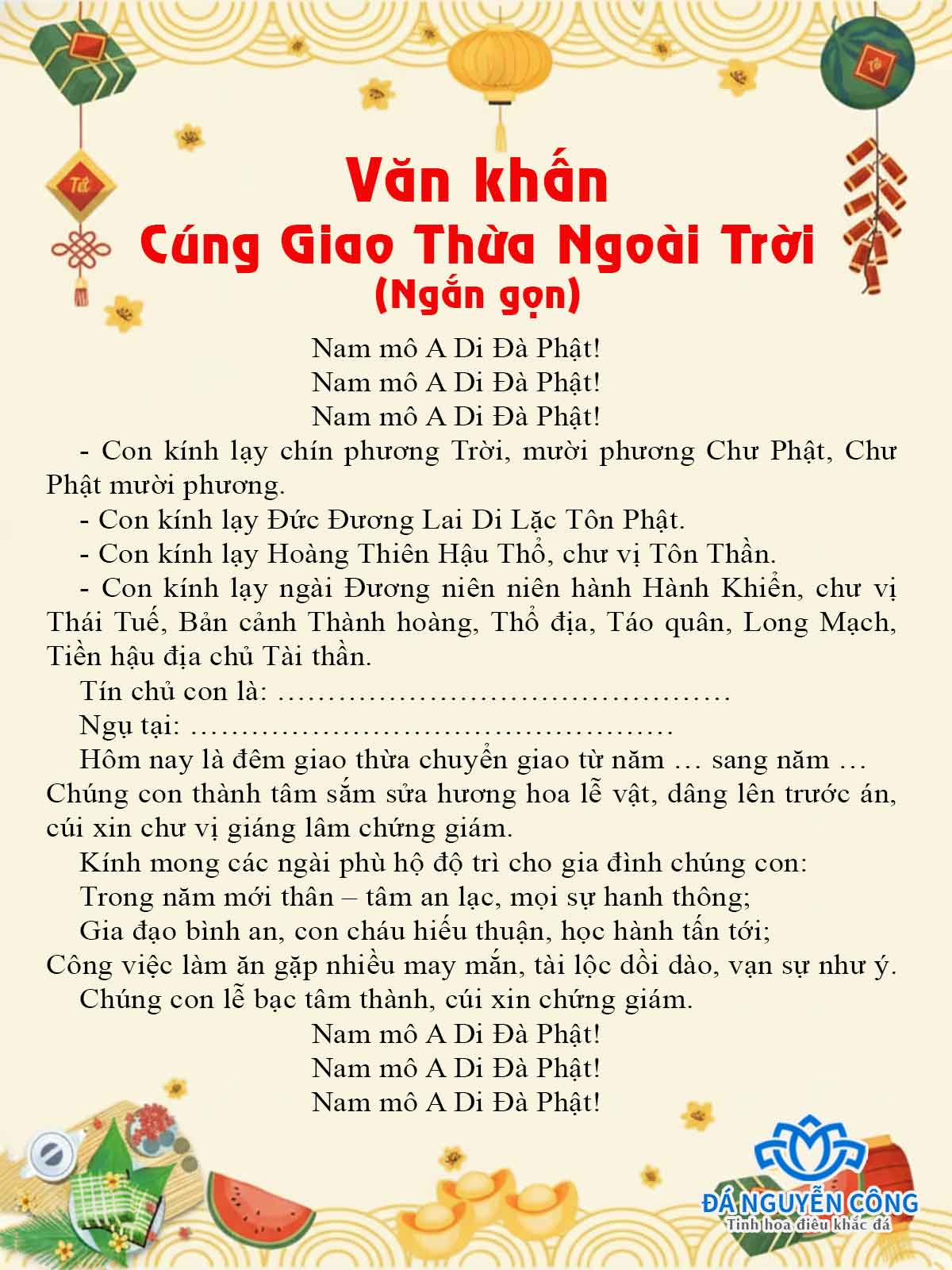 Lễ vật cúng 30 Tết trong nhà