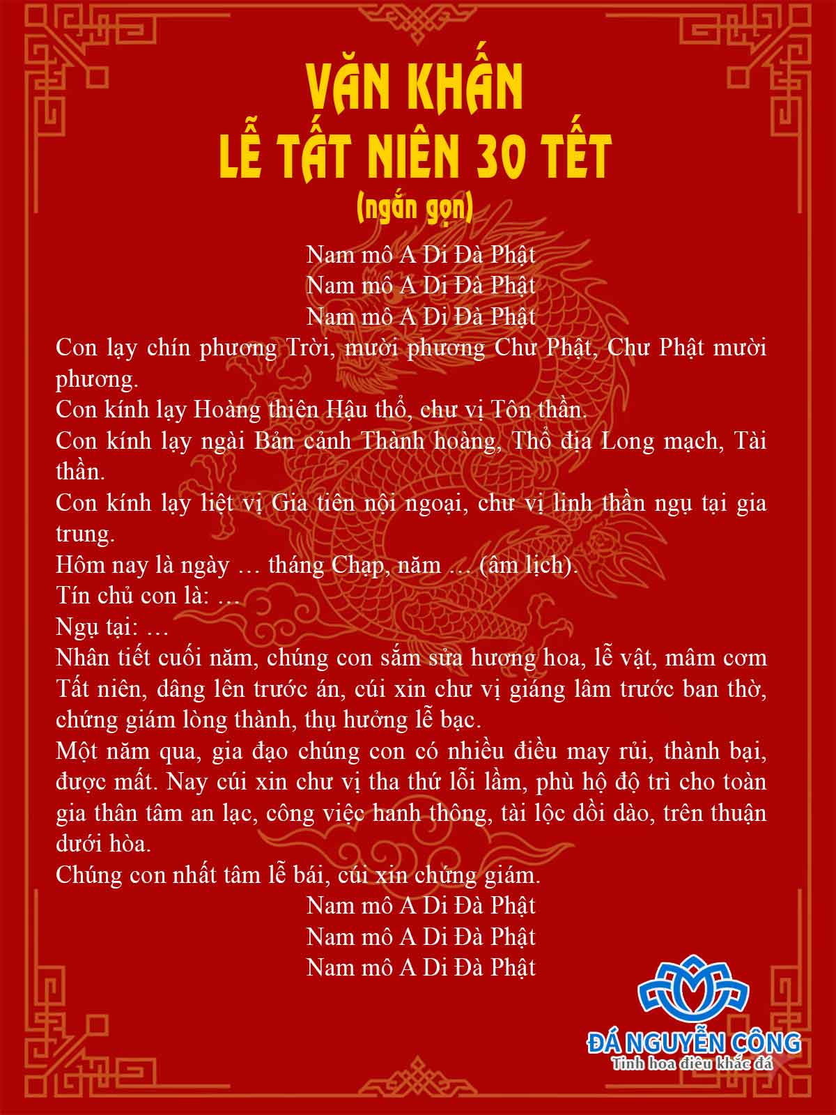 Bài văn khấn 30 Tết trong nhà