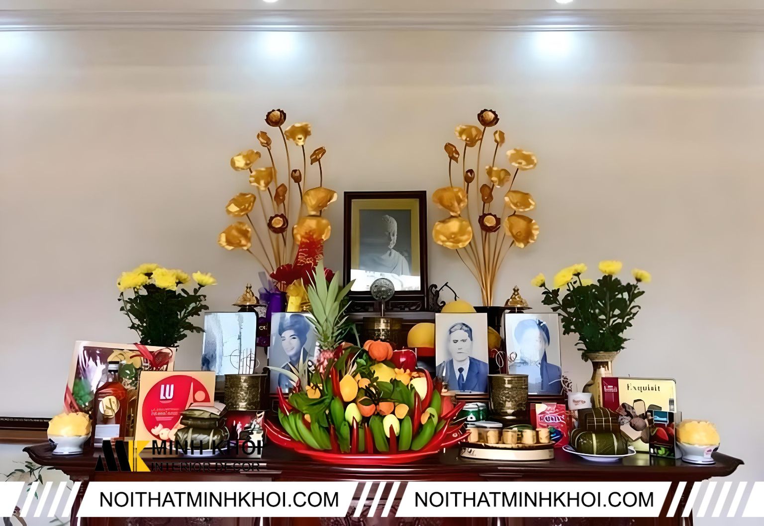 treo ảnh phật trên bàn thờ gia tiên được không