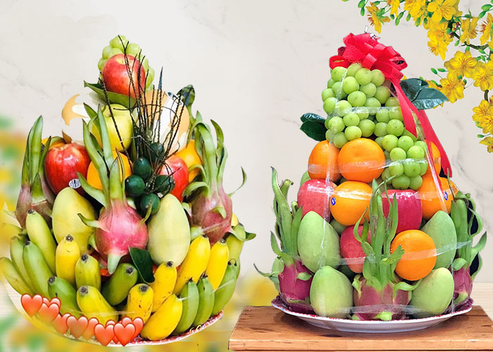 xếp hoa quả thắp hương