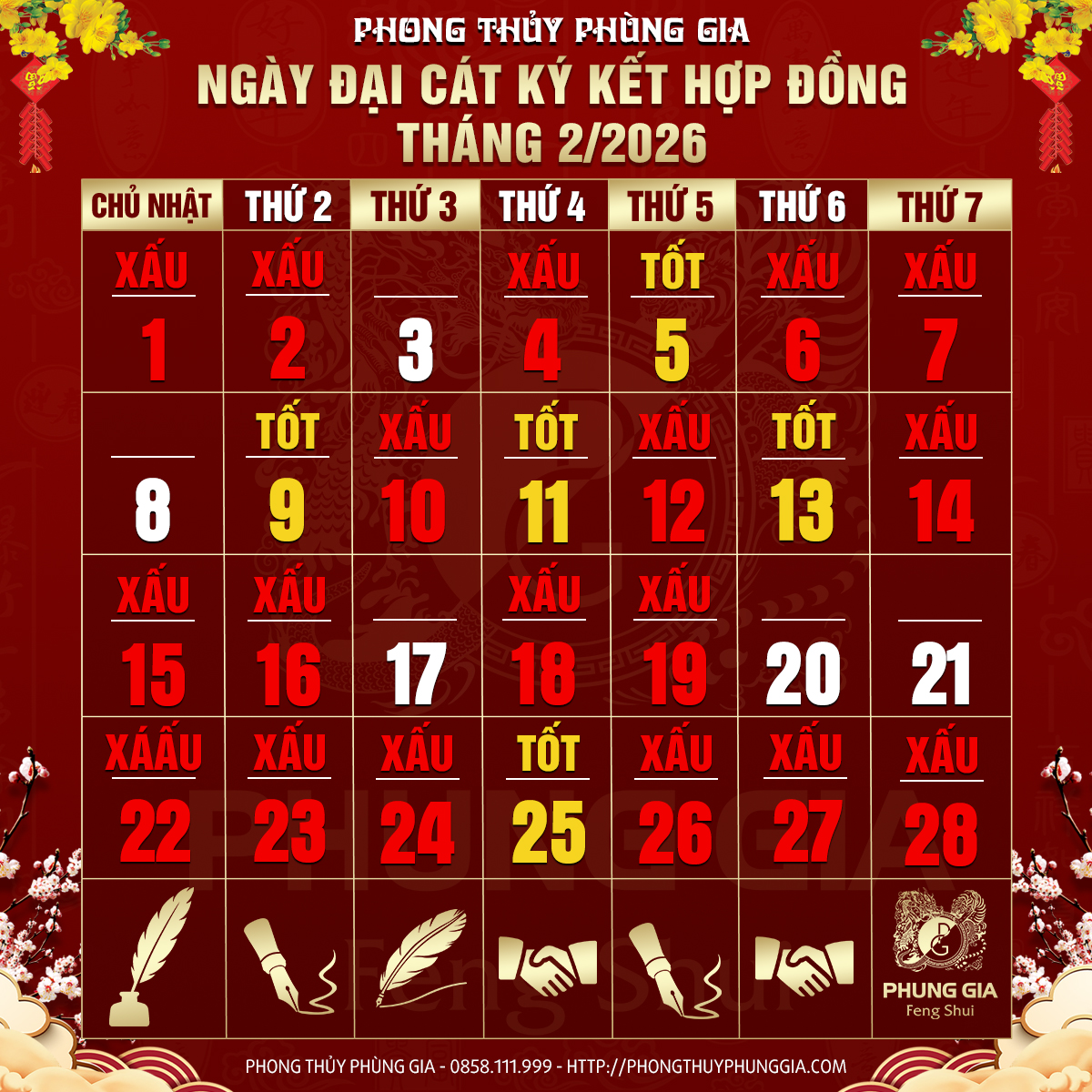 Ngày đại cát ký hợp đồng tháng 2/2026