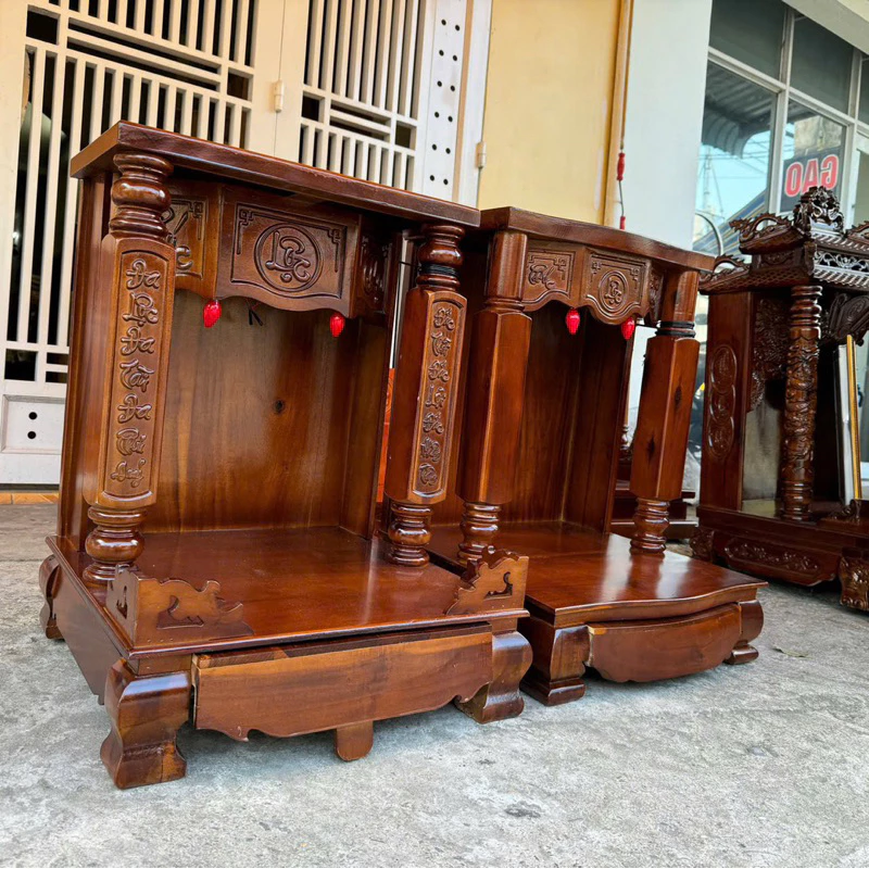 Bàn Thờ Thần Tài Thổ Địa Gỗ Gõ Đỏ Cao Cấp, Giá Ưu Đãi
